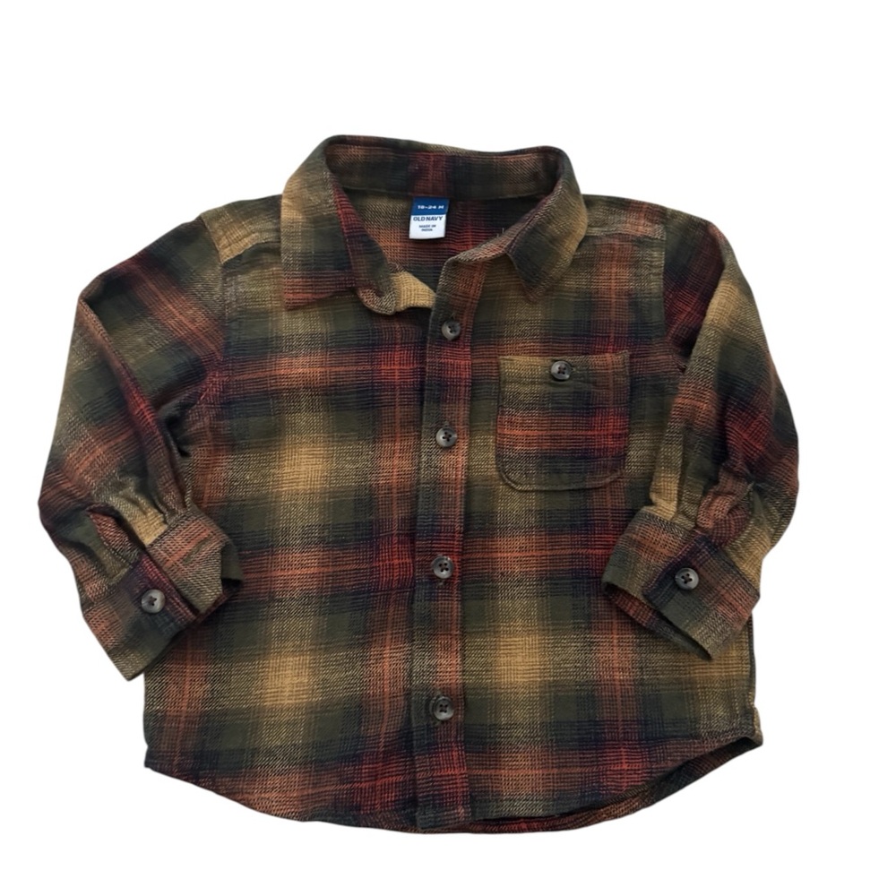 Cozy Long-Sleeve Plaid Pocket Shirt for Toddler Boys
